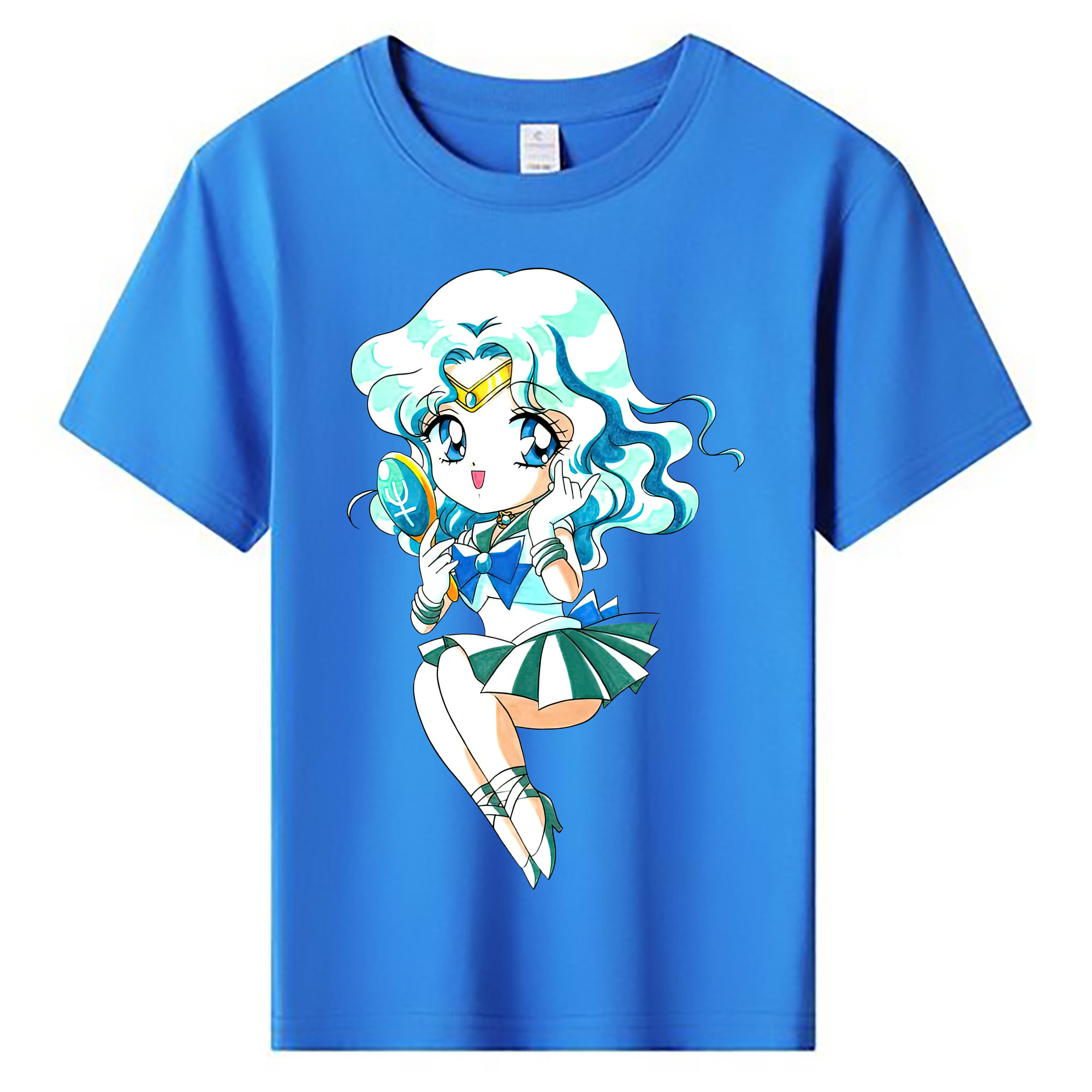 （画像用） 美少女戦士セーラームーン 海王 みちる（かいおう みちる） Sailor Moon Kaiou Michiru 綿100％キッズTシャツ（フロントプリント）